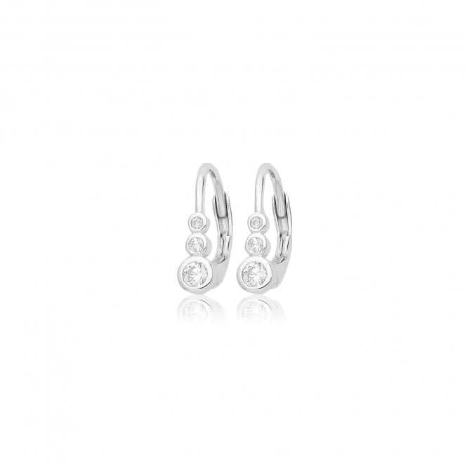 Acotis Silver Clasp Earrings Rhodium Plated Zirconia Spring G51339
