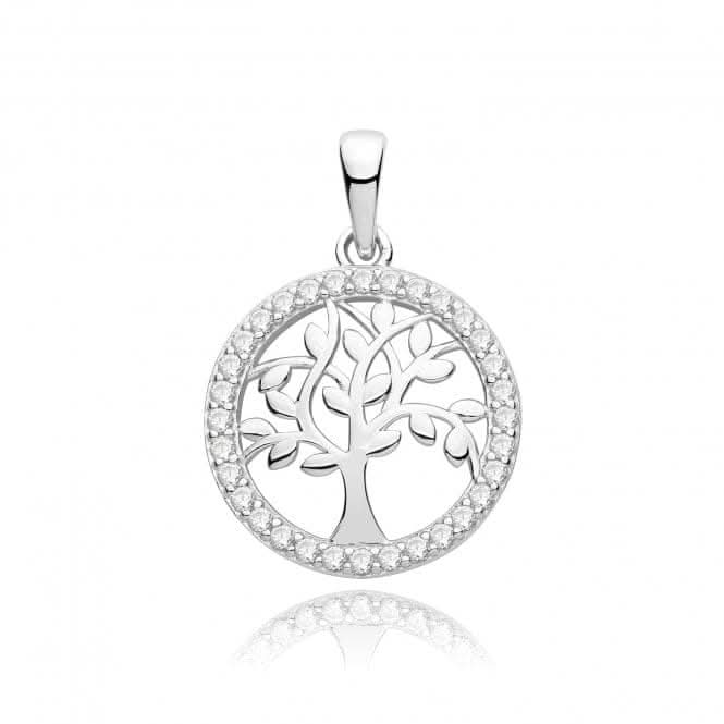 Acotis Silver Pendant Rhodium Plated Zirconia Tree Of Life G61122