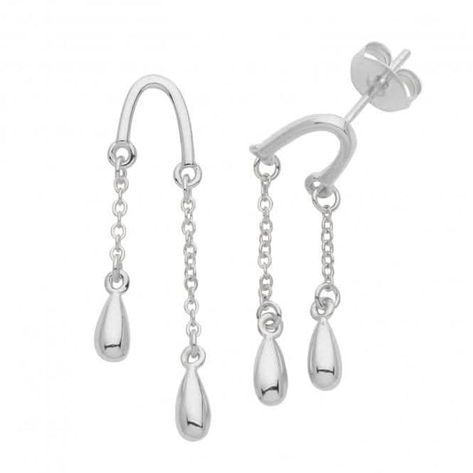 Acotis Silver Earrings Rhodium Tear Drops G51286