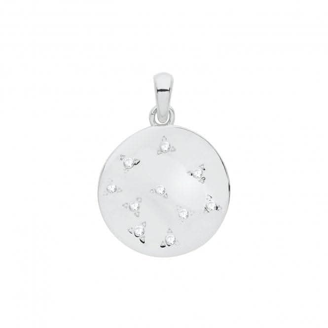 Acotis Silver Pendant Rhodium Zirconia Set Disc G61065