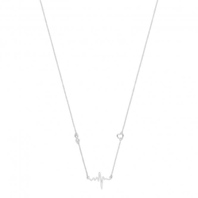 Acotis Silver Necklace Rhodiumed Heart Beat G3393
