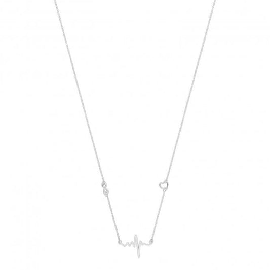 Acotis Silver Necklace Rhodiumed Heart Beat G3393