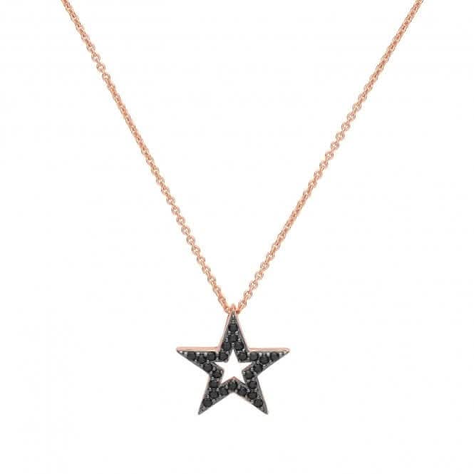 Acotis Silver Necklace Rose Gold Plated Zirconia Star G3370R