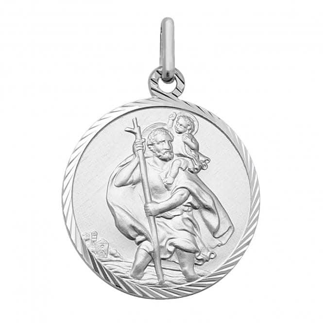 Acotis Silver Pendant St Christopher Dia Cut Round G6962
