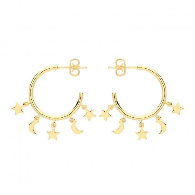 Acotis Silver Gold Plated Star & Moon Earrings G51224CP