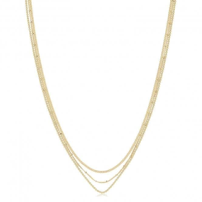Acotis Silver Necklace Yellow Gold Plated Multichain G3407GP