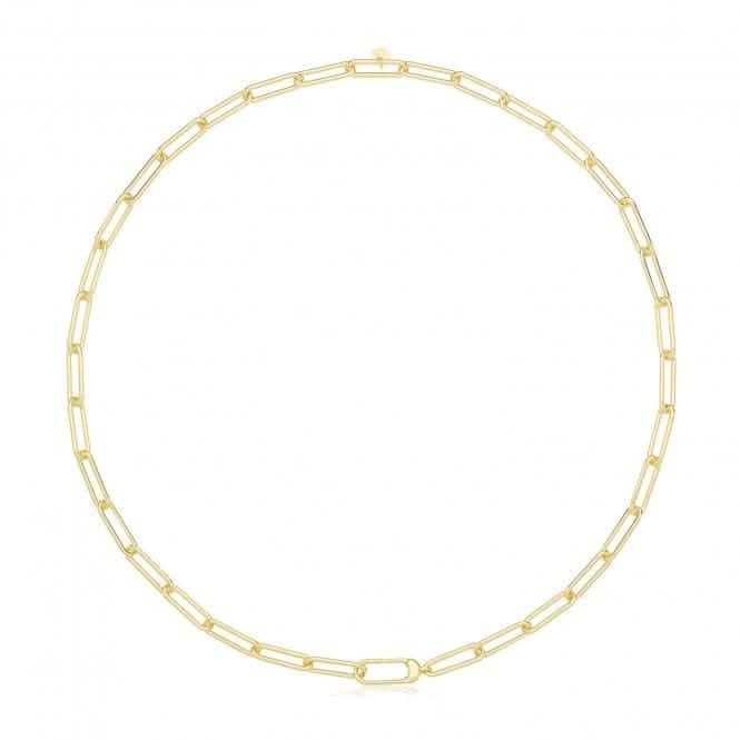 Acotis Silver Gold Plated Paperclip Link Necklace G3403GP