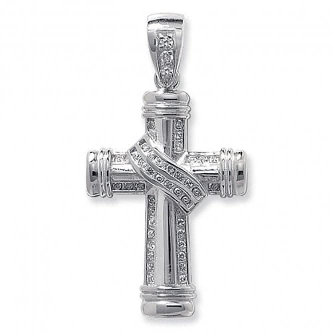 Acotis Silver Cross with Zirconia Stones Pendant G6108