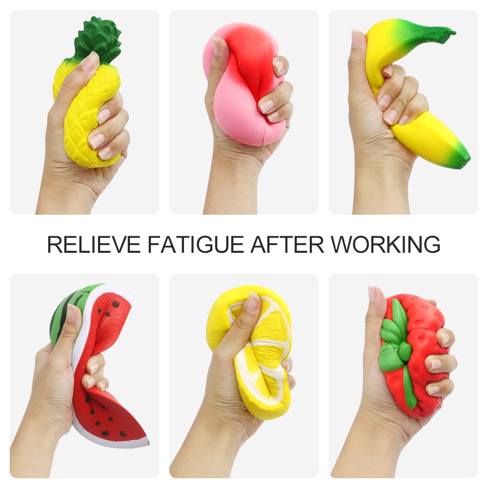 SILVIA 6-Piece Jumbo Fruit Squishies Set – Slow Rising, Cream-Scented Stress Relief Toys