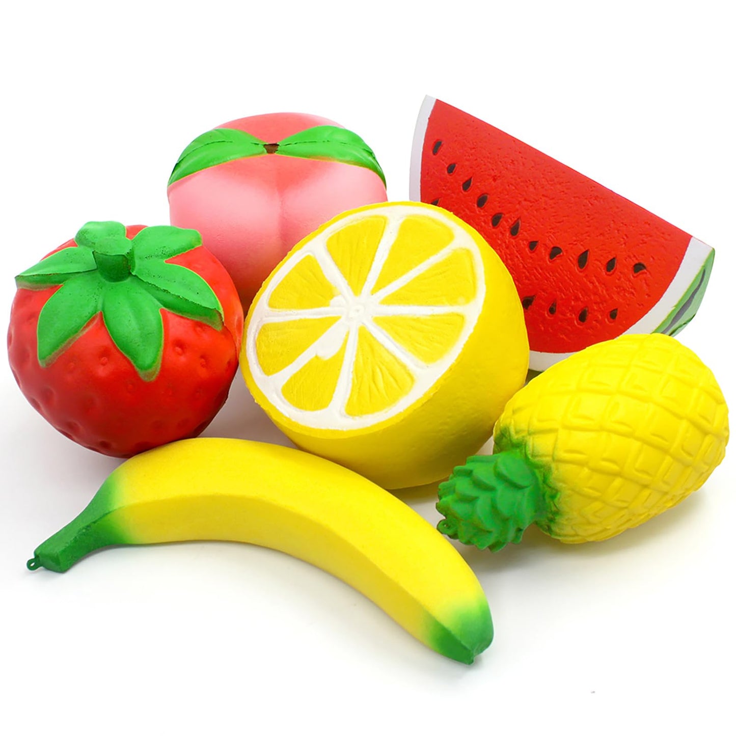 SILVIA 6-Piece Jumbo Fruit Squishies Set – Slow Rising, Cream-Scented Stress Relief Toys
