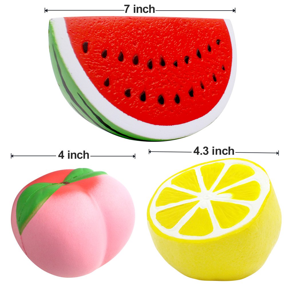 SILVIA 6-Piece Jumbo Fruit Squishies Set – Slow Rising, Cream-Scented Stress Relief Toys