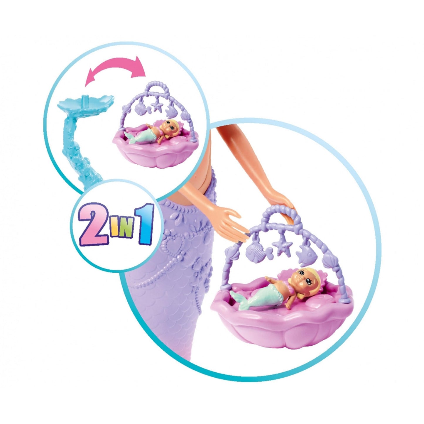 Simba Steffi Love Mermaid Family Doll Set – Pregnant Mermaid, Kevin as Merman, Baby Bed, 29 cm