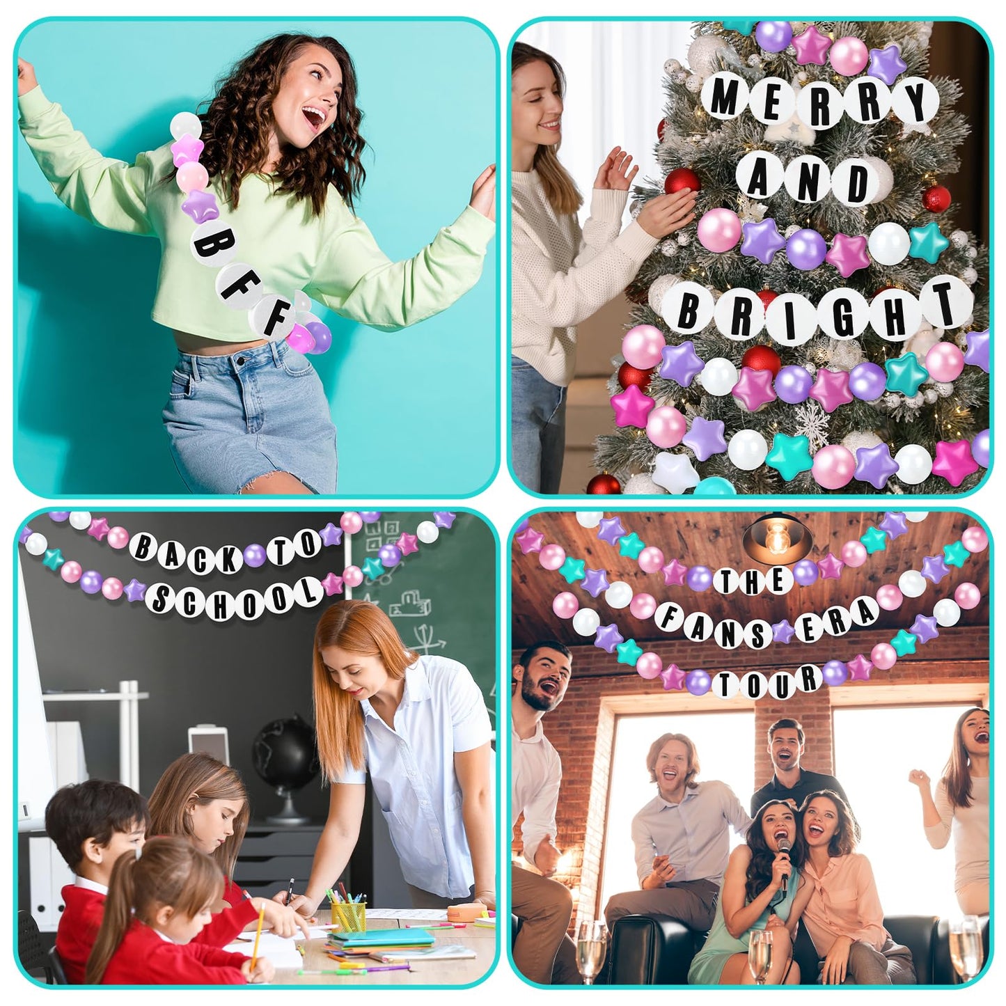 Simgoing 103 Pcs Giant Friendship Bracelet Garland Kit | Customizable Party Banner Decor