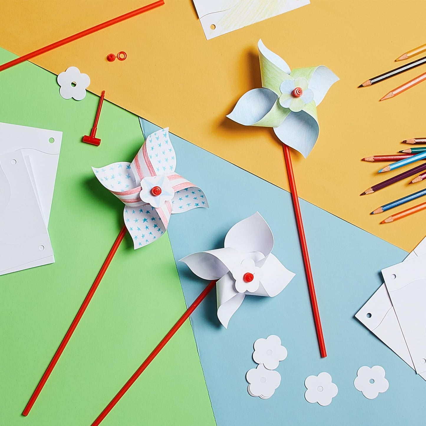 Simgoing 400 Pcs DIY Paper Pinwheels Bulk – Blank White Pinwheels for Kids, Parties & Crafts (5.12 Inch)