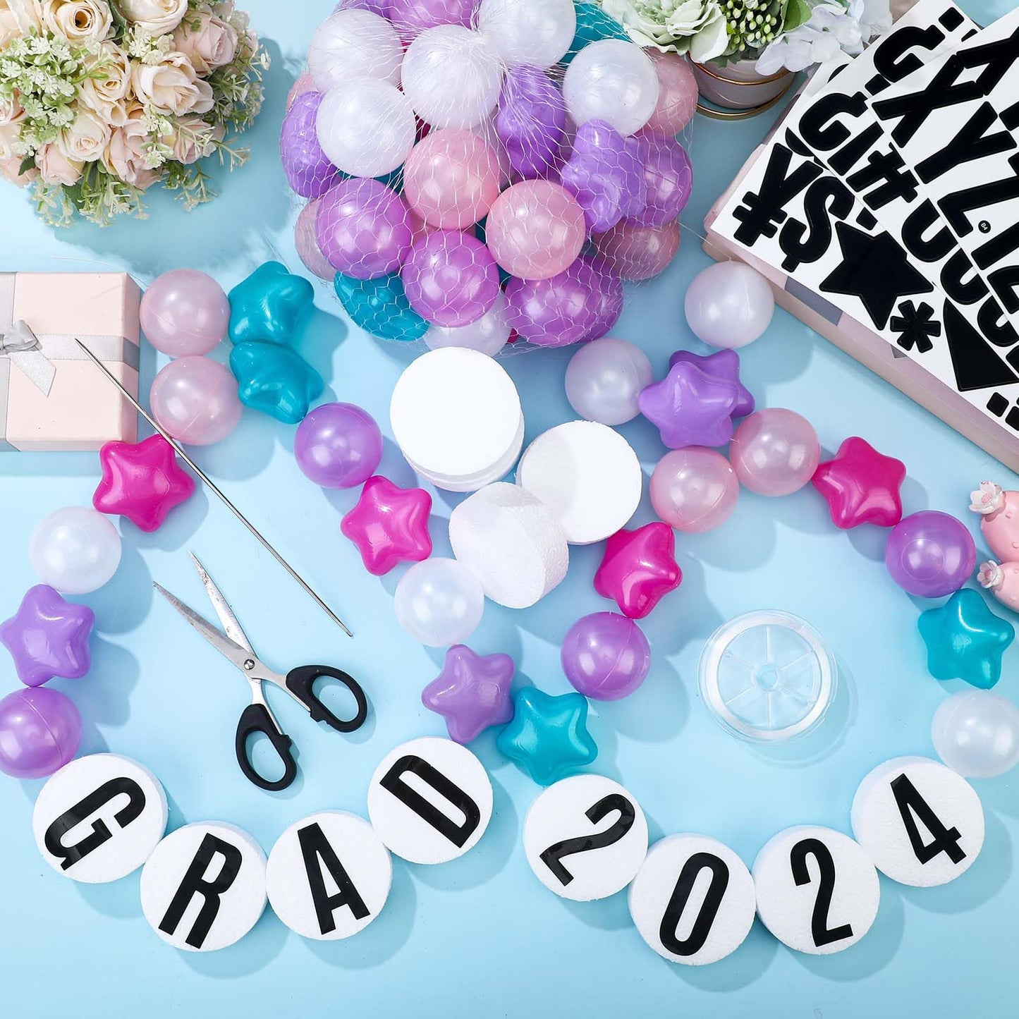 Simgoing 103 Pcs Giant Friendship Bracelet Garland Kit | Customizable Party Banner Decor