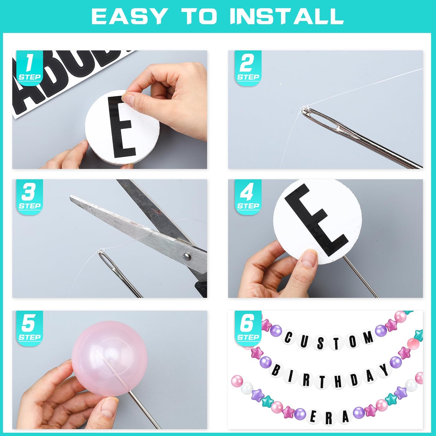 Simgoing 103 Pcs Giant Friendship Bracelet Garland Kit | Customizable Party Banner Decor