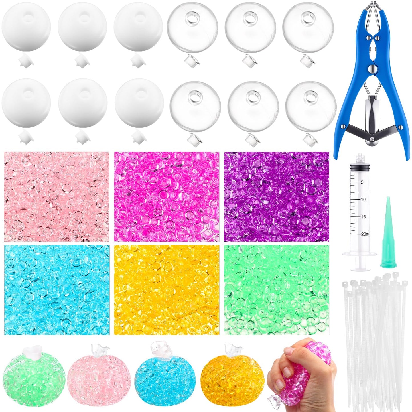 Simgoing 12-Set DIY Stress Ball Kit — Milky Blank Squeeze Balls with Beads & Tools