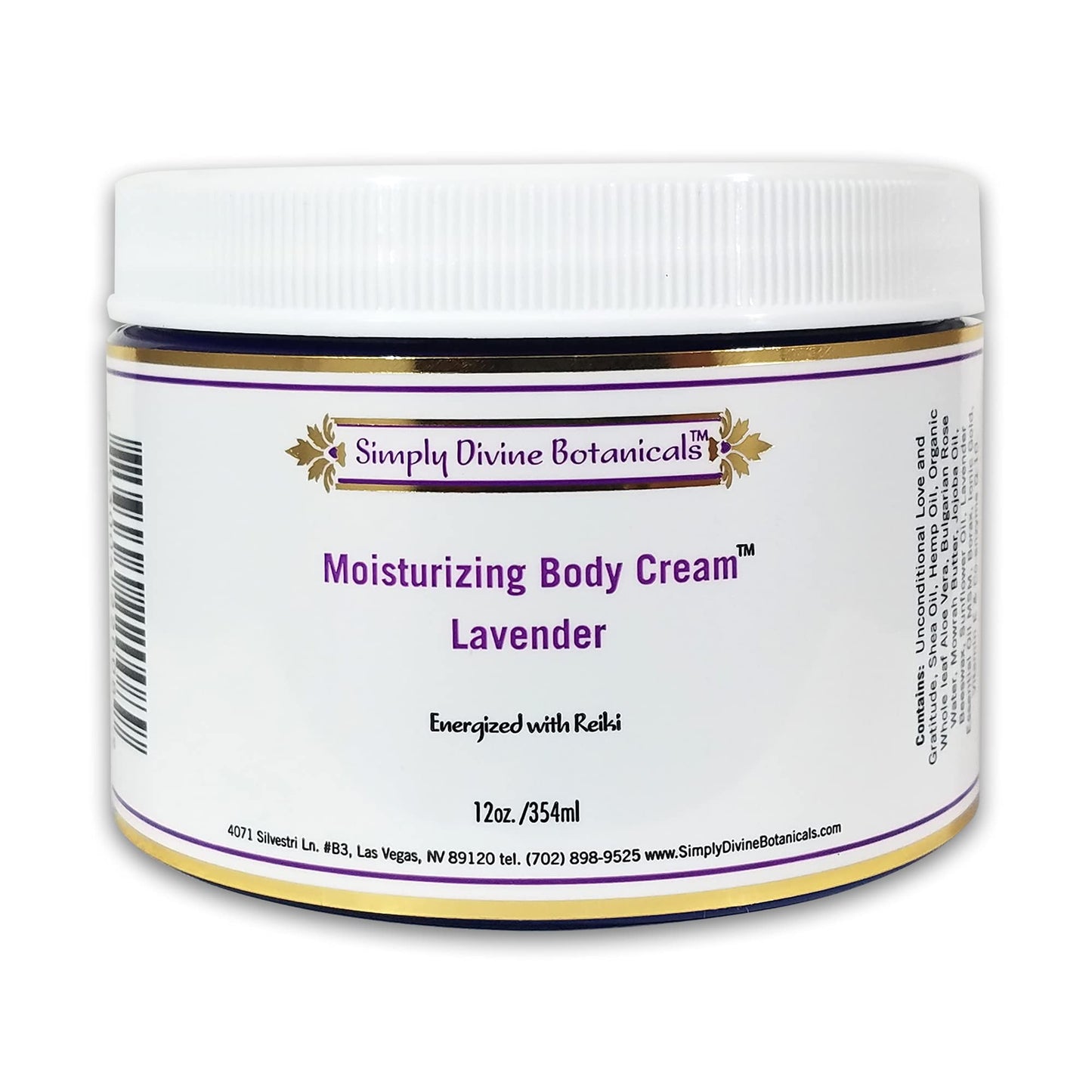 Simply Divine Botanicals Moisturizing Body Cream – Lavender, 12 oz | Organic Shea & Hemp