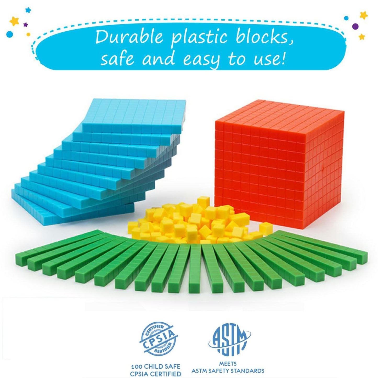 Simply Magic 131-Piece Base Ten Blocks for Math | Place Value Blocks & Counters for K-3