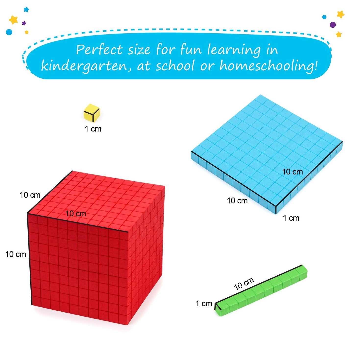 Simply Magic 131 PCS Foam Base Ten Blocks – Place Value Math Manipulatives for K-3