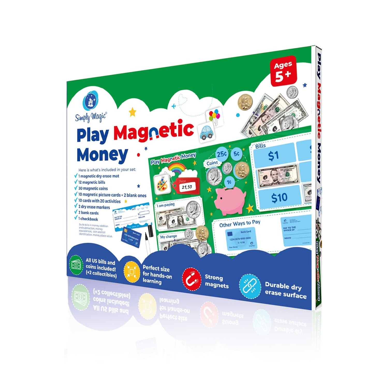 Simply Magic 70-Piece Magnetic Money for Classroom – Teaching Money Manipulatives & Activities