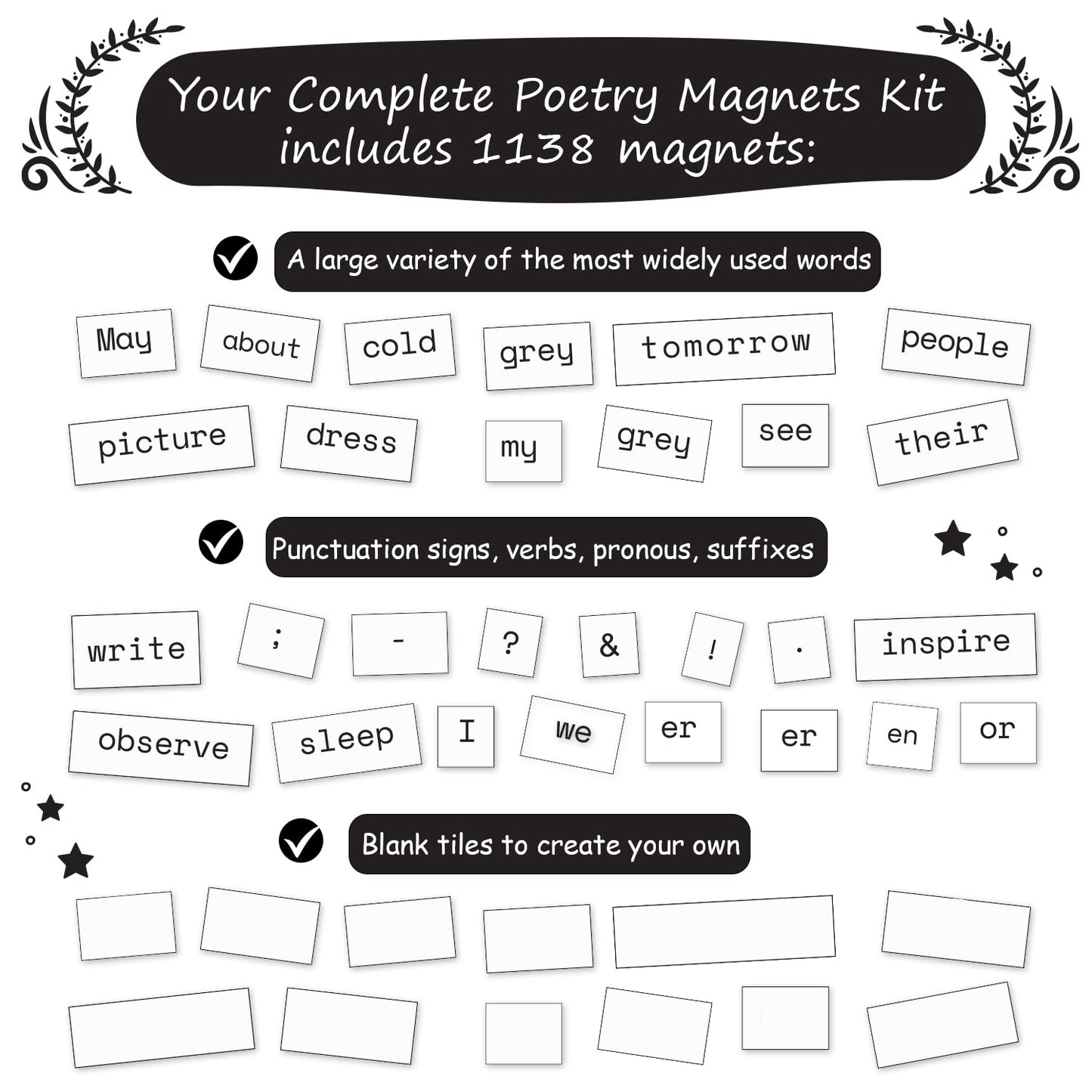 Simply Magic 1138-Piece Poetry Magnets Kit for Fridge | Creative Word Magnets