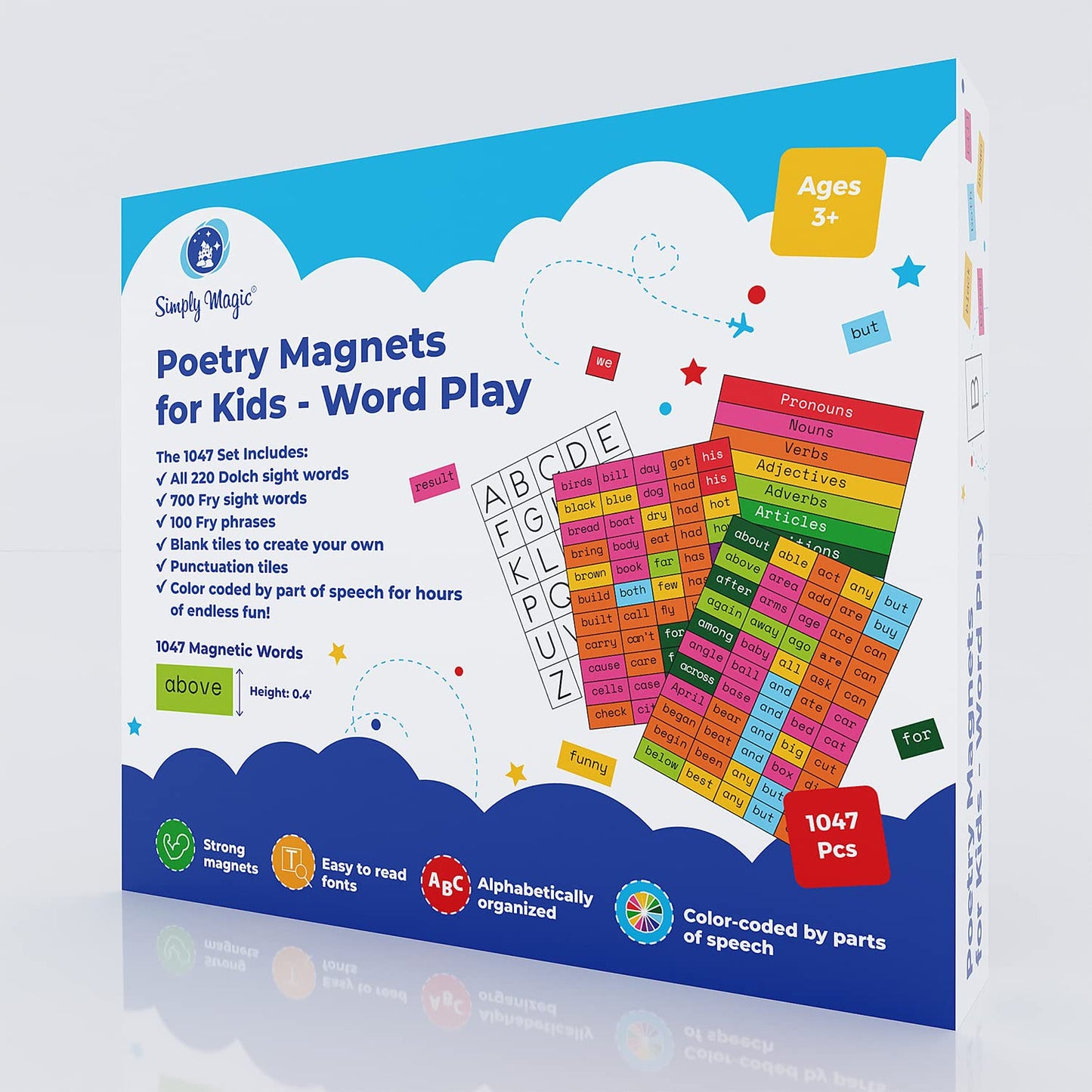Simply Magic 1047 PCS Poetry Magnets for Kids – Magnetic Sight Words & Fridge Sentences