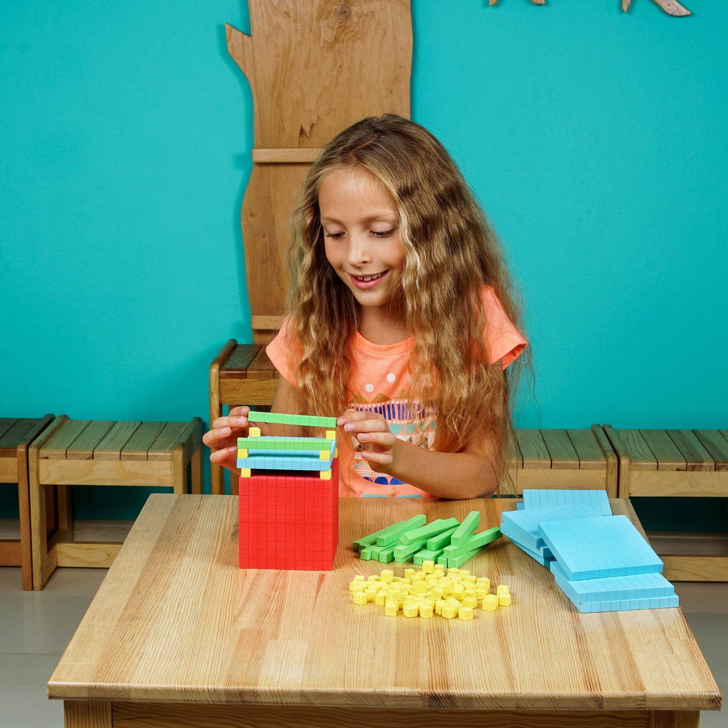 Simply Magic 131 PCS Foam Base Ten Blocks – Place Value Math Manipulatives for K-3