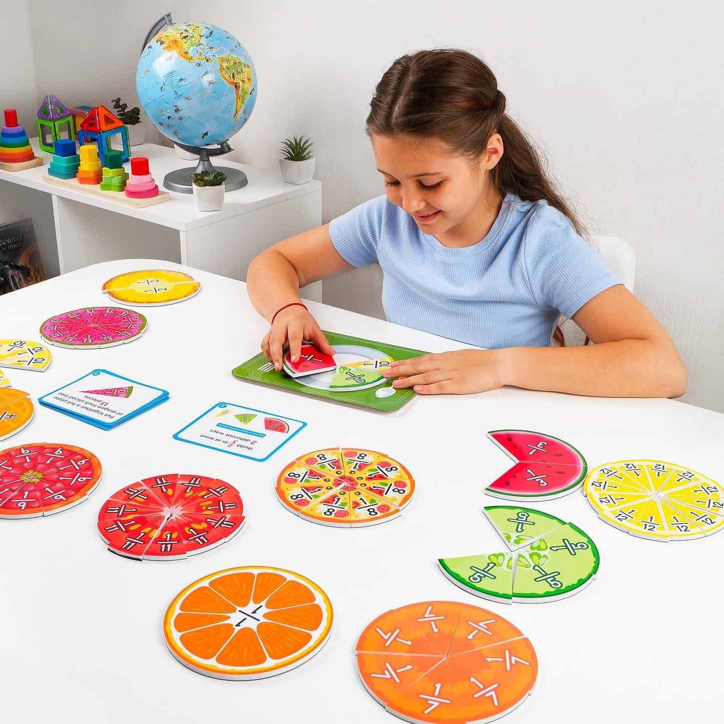 Simply Magic 112 PCS Yummy Magnetic Fractions — Fraction Tiles & Circles for Elementary Math