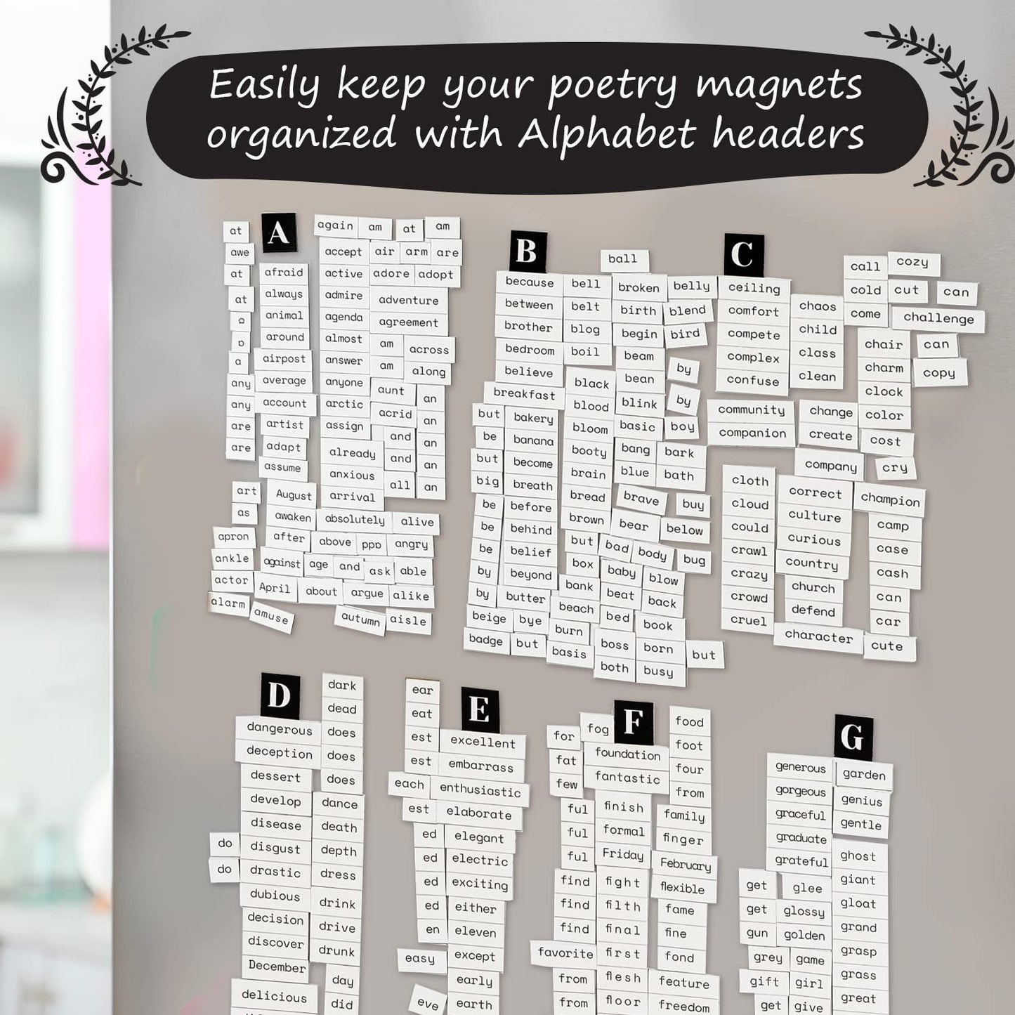 Simply Magic 1138-Piece Poetry Magnets Kit for Fridge | Creative Word Magnets