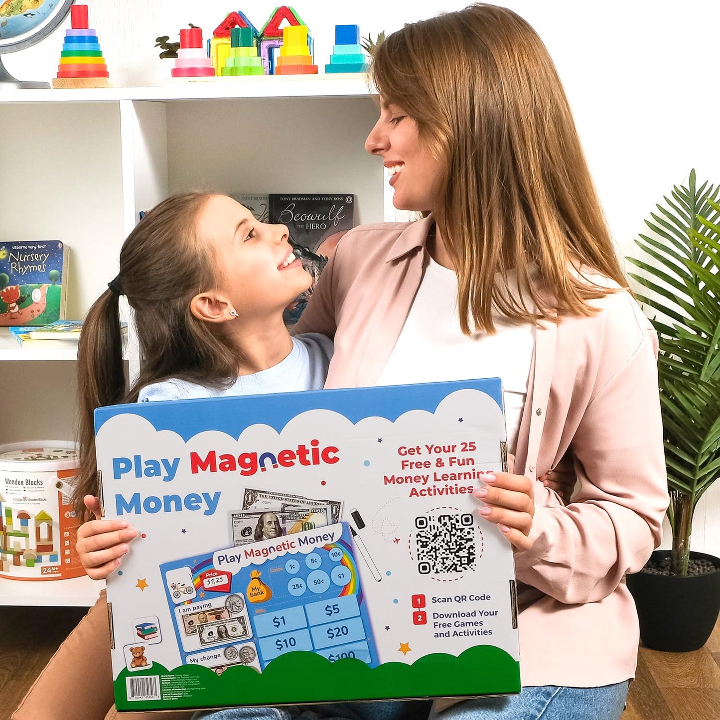 Simply Magic 67-Piece Magnetic Play Money Set for Classroom Learning