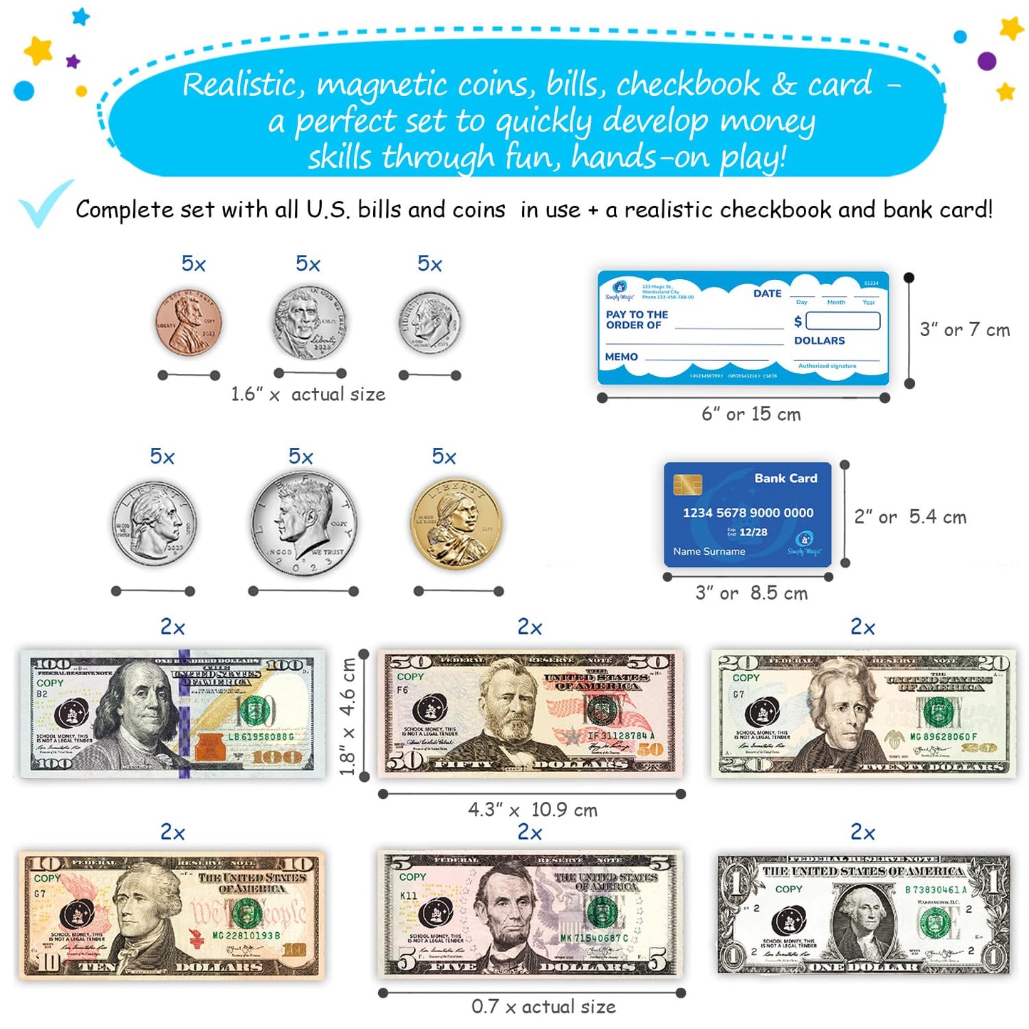 Simply Magic 70-Piece Magnetic Money for Classroom – Teaching Money Manipulatives & Activities