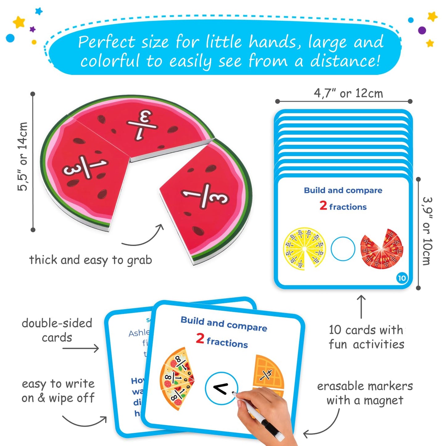 Simply Magic 112 PCS Yummy Magnetic Fractions — Fraction Tiles & Circles for Elementary Math
