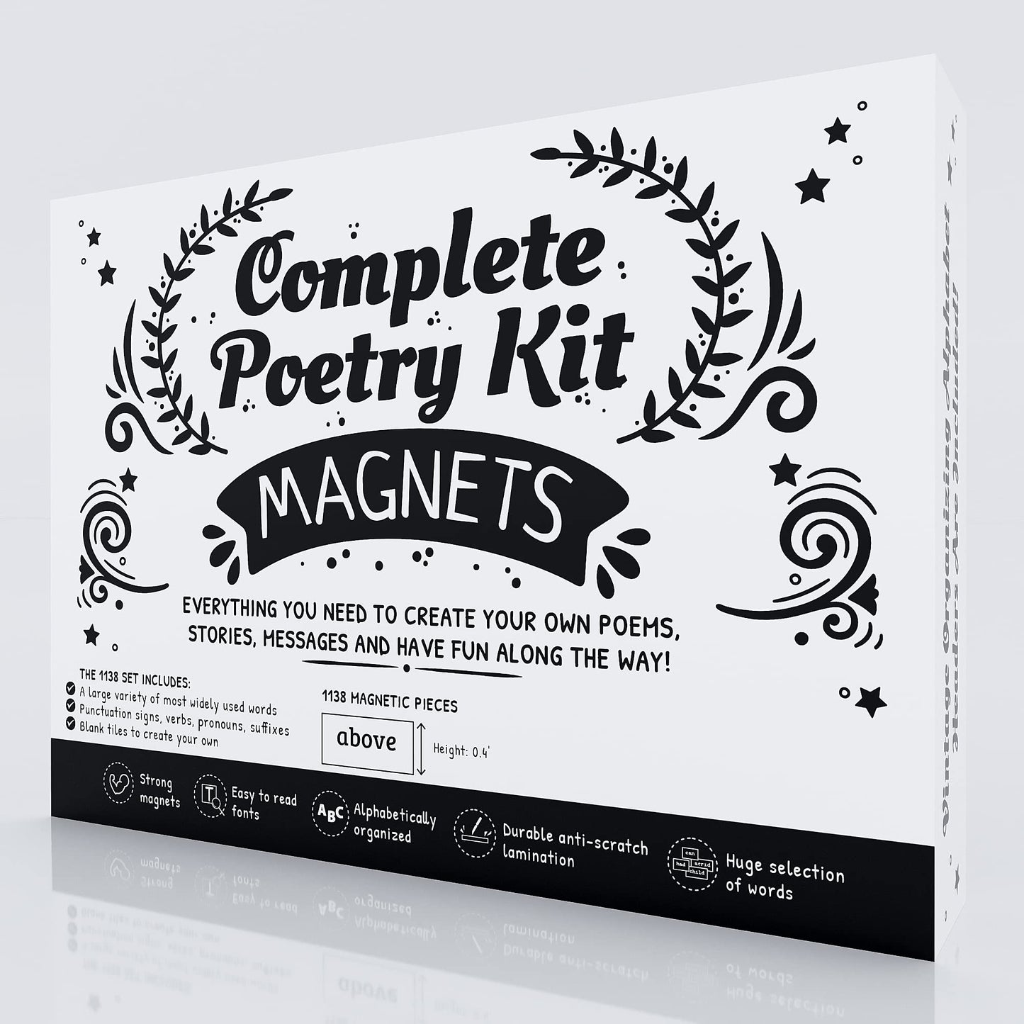 Simply Magic 1138-Piece Poetry Magnets Kit for Fridge | Creative Word Magnets