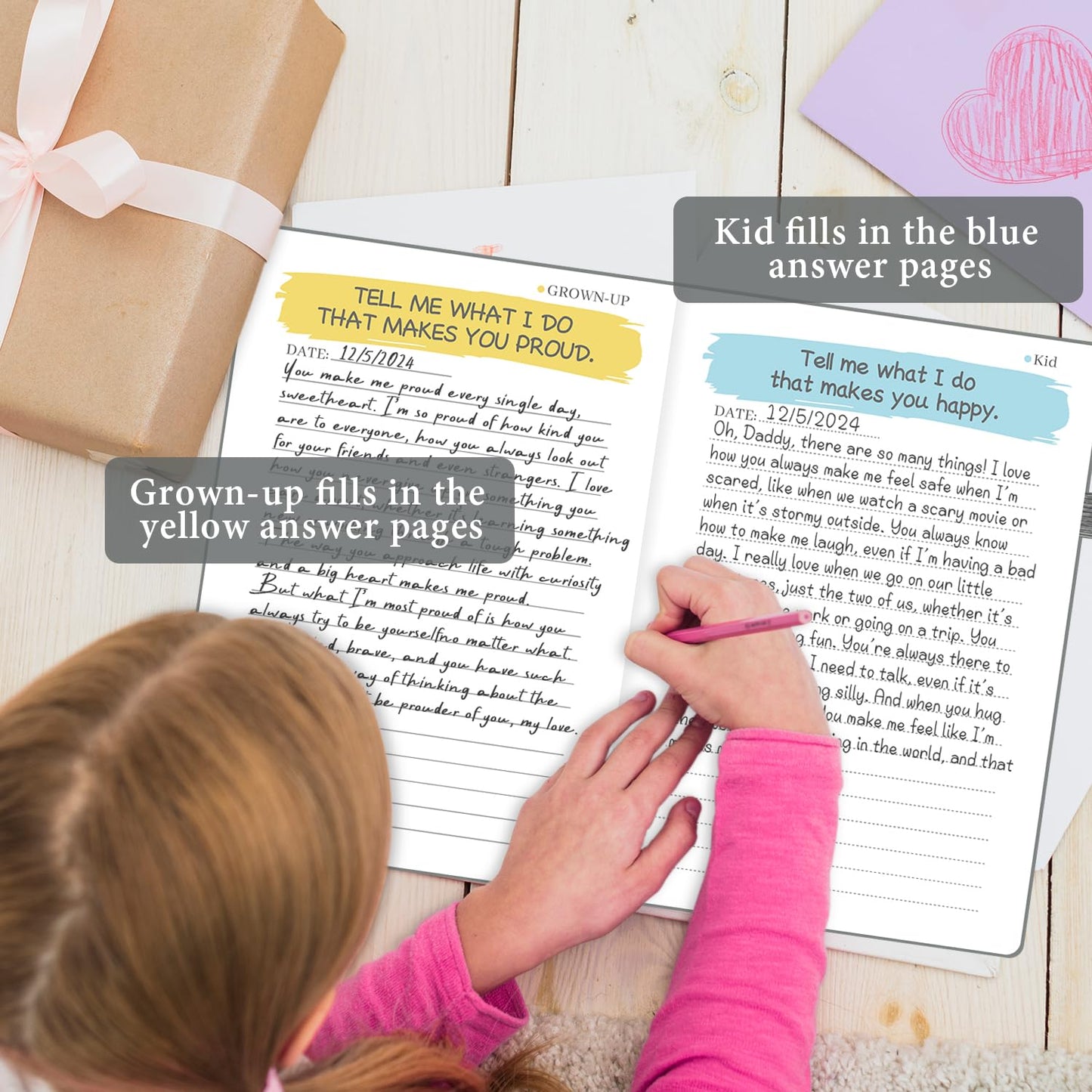 SIMSIMY Just Between You and Me Kid Journal – Interactive Parent-Child Prompts (7x10, Light Blue)