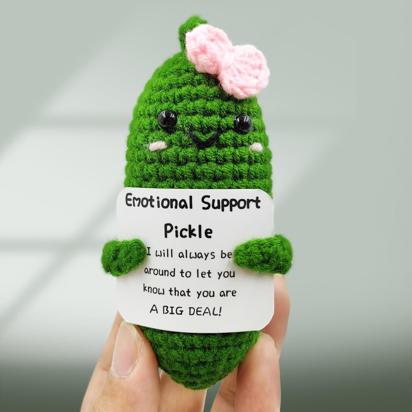 SIMXEHAY Emotional Pickle – Cute Knitted Plush with Encouraging Card
