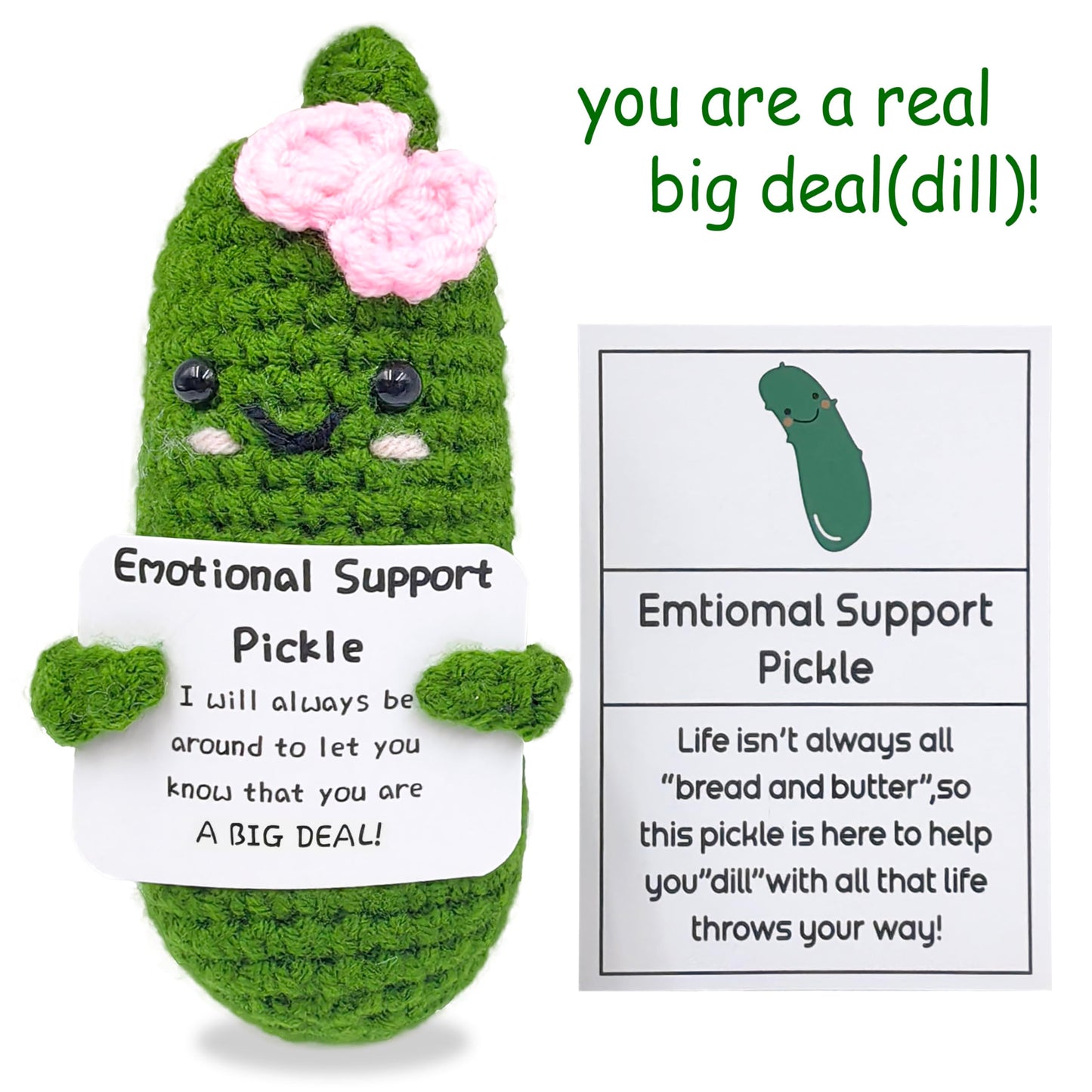 SIMXEHAY Emotional Pickle – Cute Knitted Plush with Encouraging Card