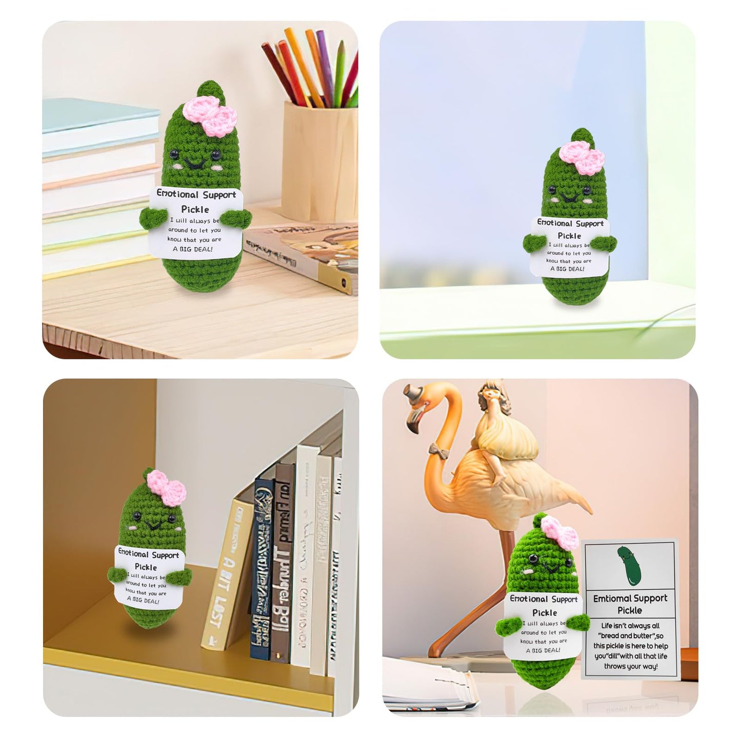 SIMXEHAY Emotional Pickle – Cute Knitted Plush with Encouraging Card