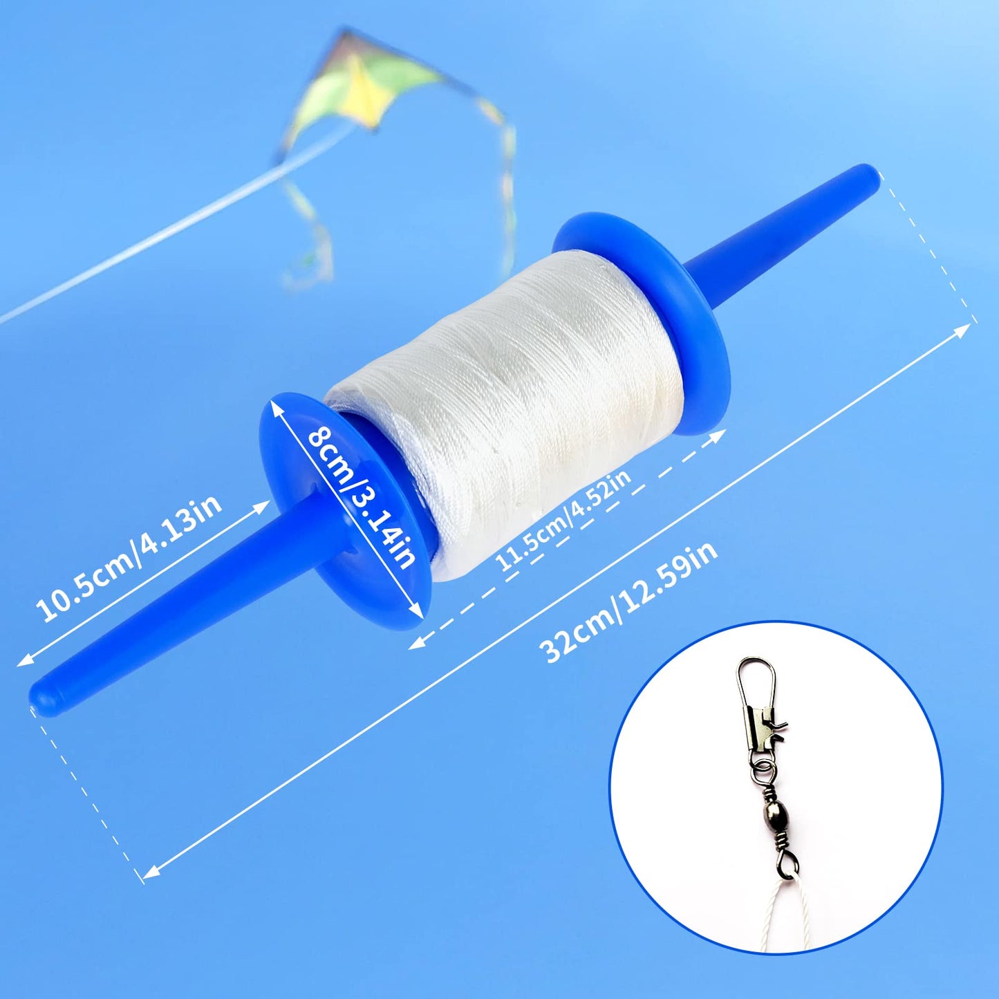 Simxkai Kite Spool 2 Pack – 600 ft Twisted Line, Reel Winder & Grip Handles