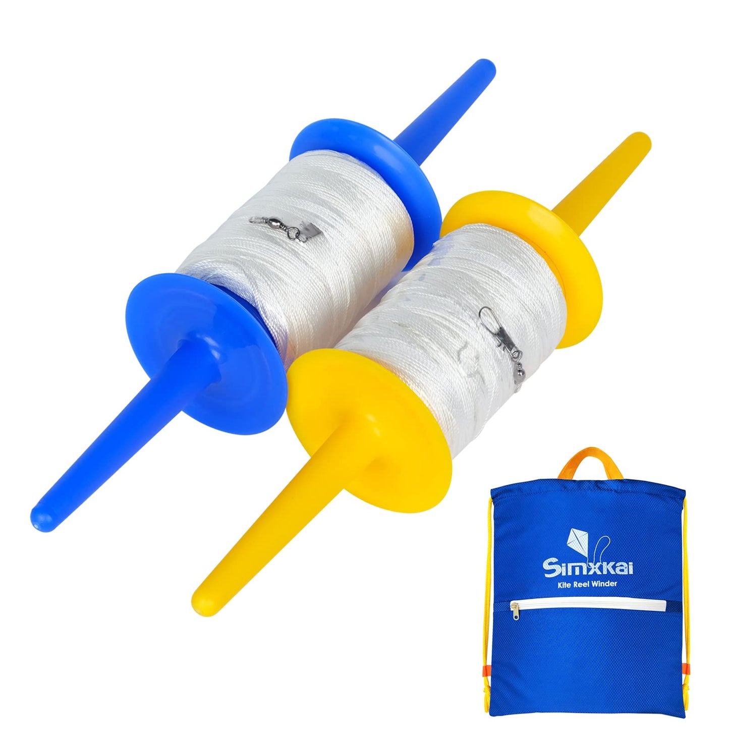Simxkai Kite Spool 2 Pack – 600 ft Twisted Line, Reel Winder & Grip Handles