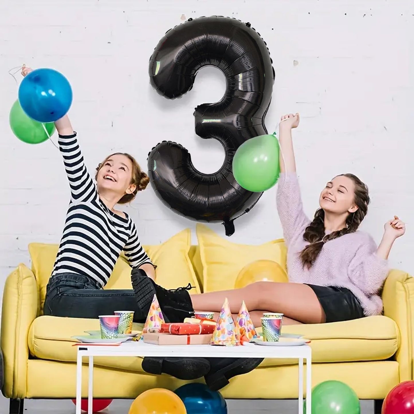 SINBEE 40-Inch Black 3-Number Balloon for Birthdays & Events