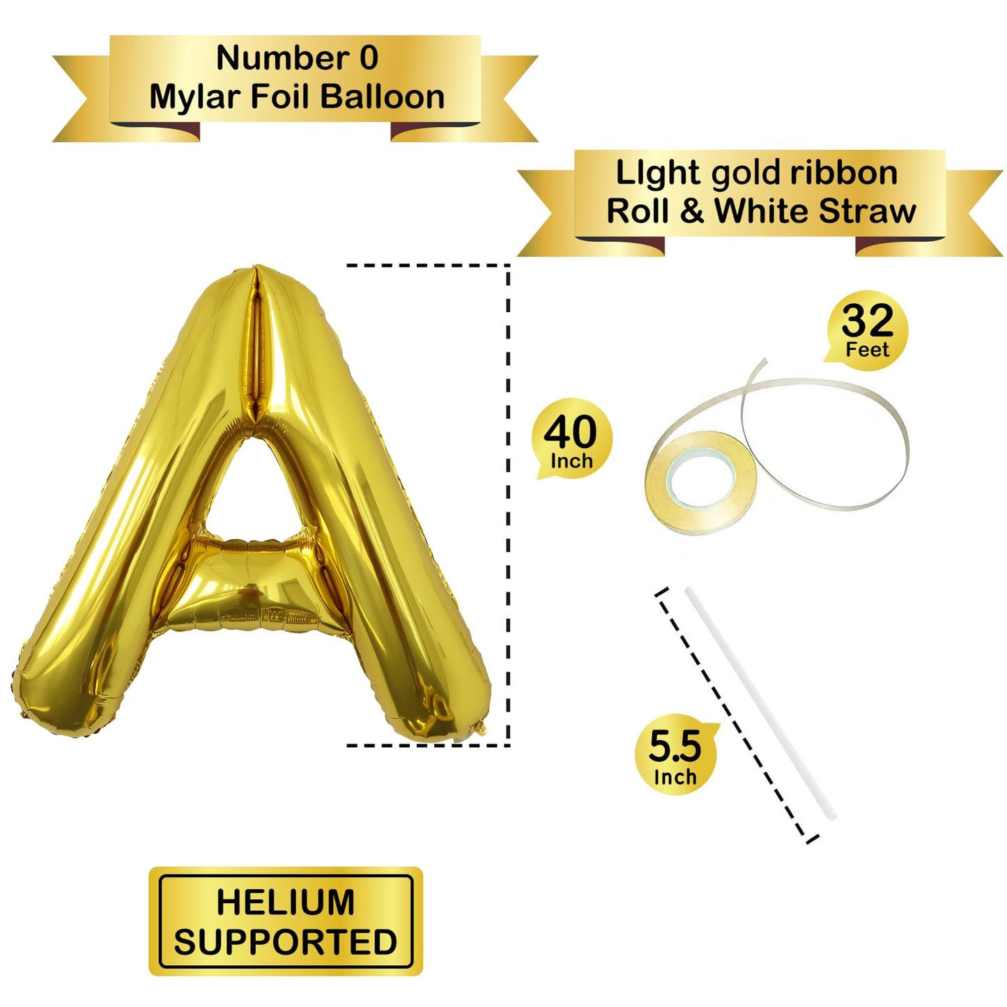 SINBEE 40-Inch Gold Letter A Balloon | Jumbo Mylar Foil Party Decor