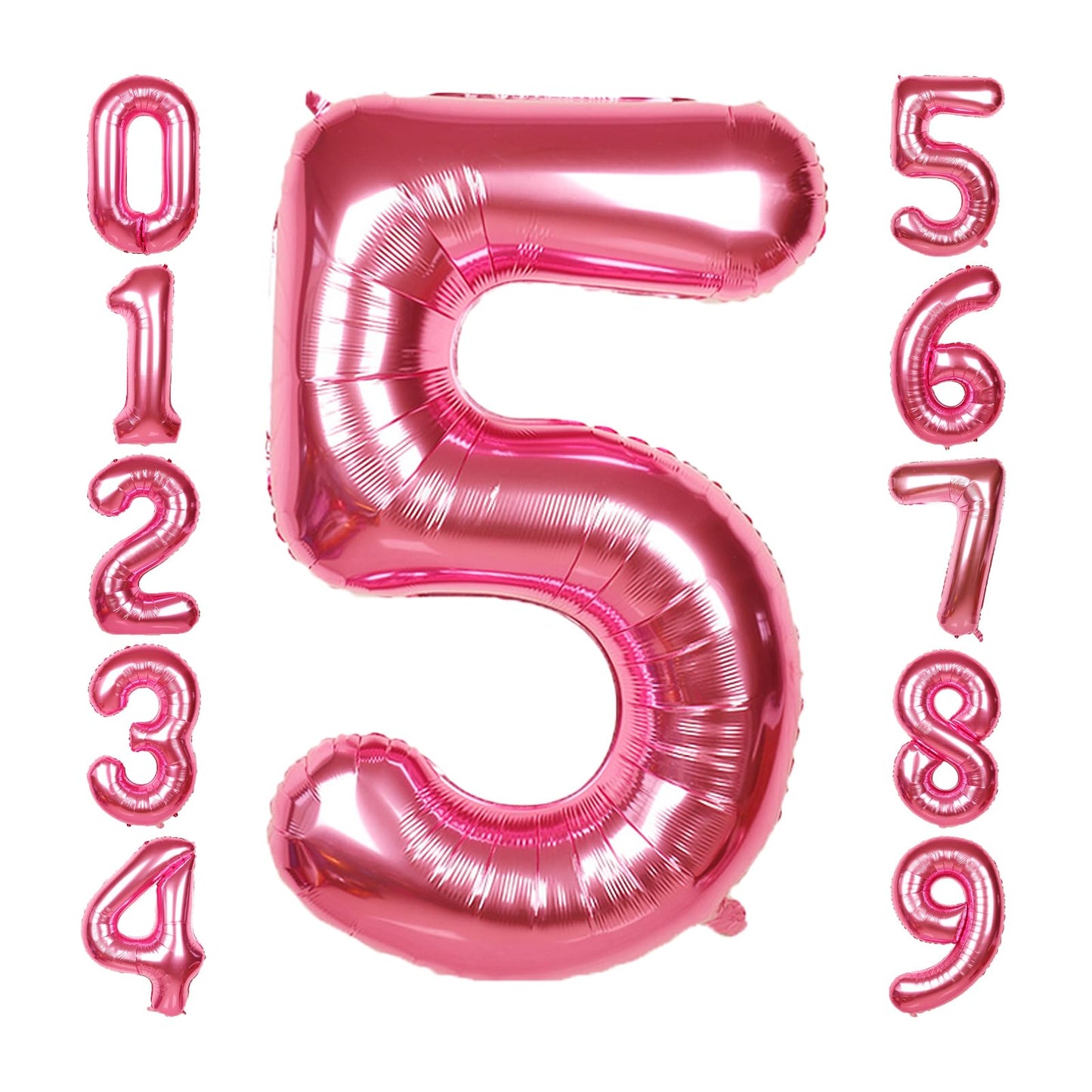 SINBEE 40-Inch Giant Hot Pink Number 5 Balloon – Foil Mylar Birthday Decor