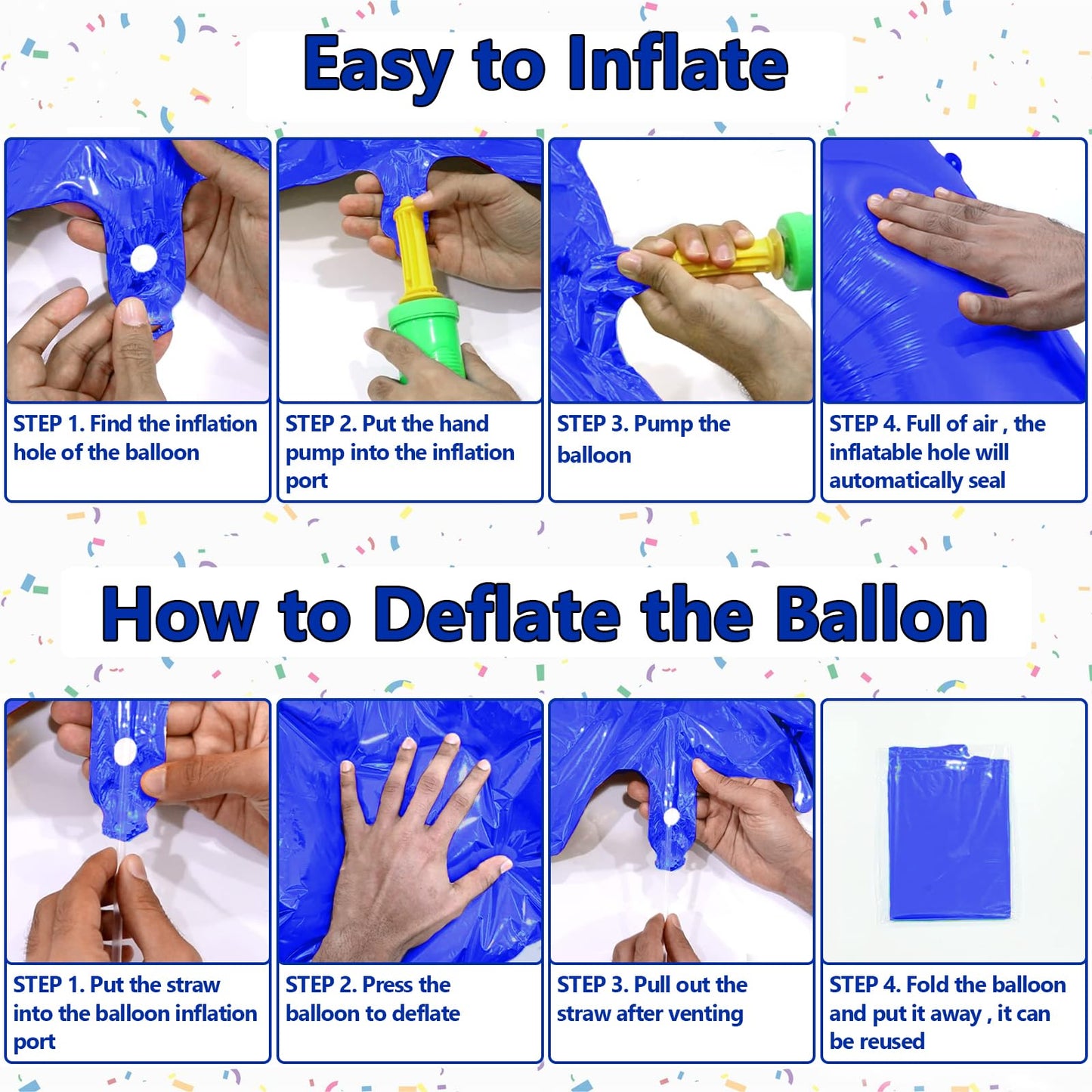 SINBEE 40 Inch Navy Blue 50 Number Balloons – Giant Mylar Foil 0 & 5 for 50th Birthday