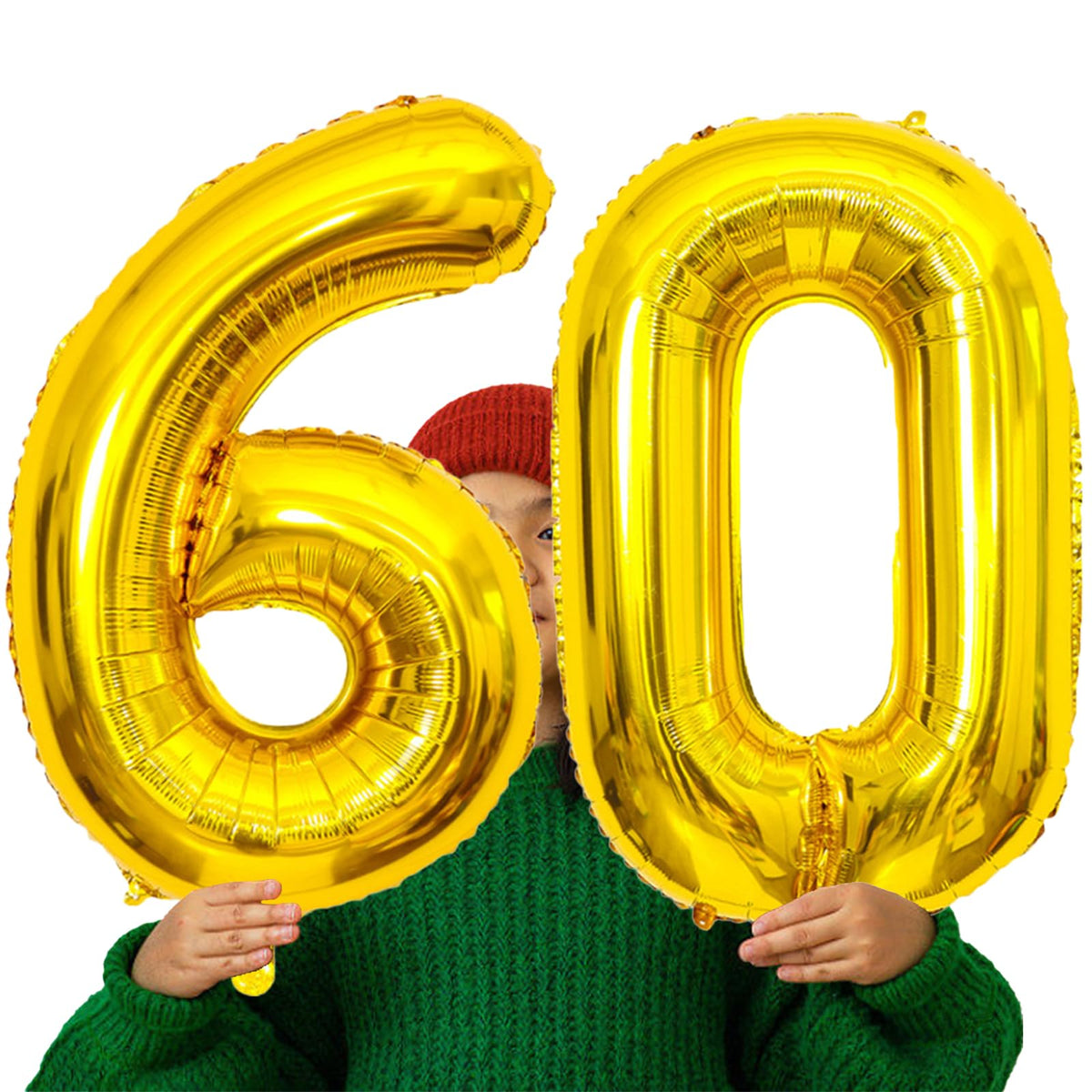 SINBEE Gold 40inch Number Balloon (0 & 6) – Reusable Mylar Foil Party Decor for 60th Birthday & Anniversary