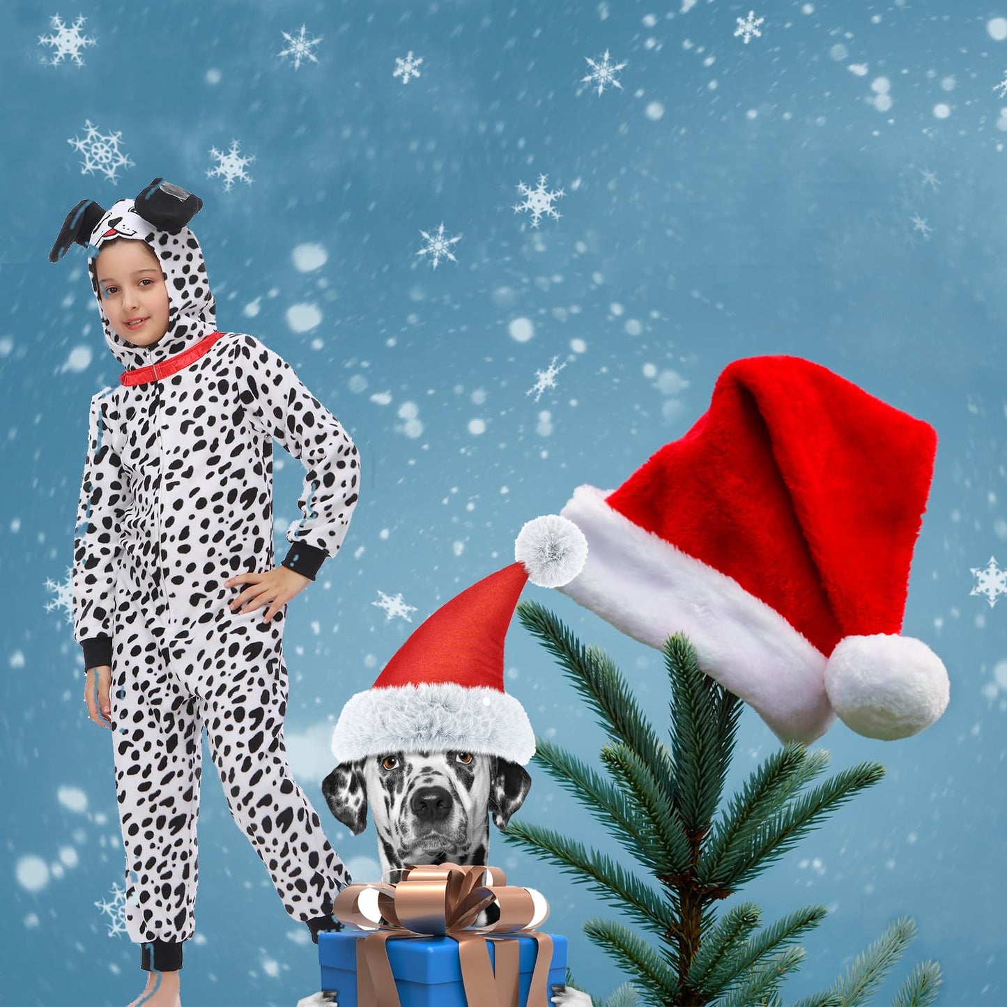 Sincere Party Dalmatians Kids Onesie Costume – Fleece Dalmatian Hoodie Jumpsuit (2XL/12-14)