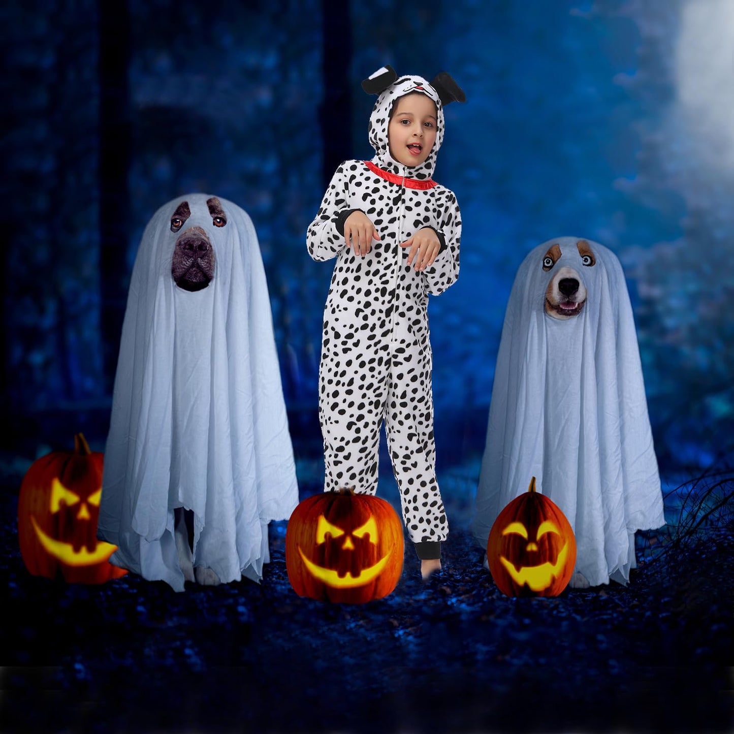 Sincere Party Dalmatians Kids Onesie Costume – Fleece Dalmatian Hoodie Jumpsuit (2XL/12-14)