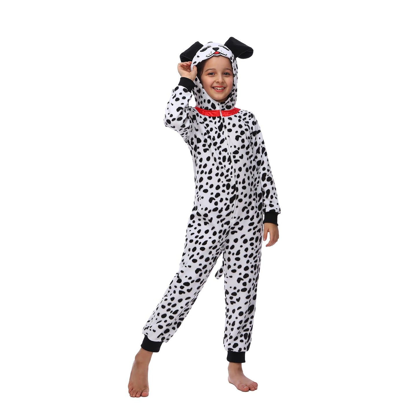 Sincere Party Dalmatians Kids Onesie Costume – Fleece Dalmatian Hoodie Jumpsuit (2XL/12-14)