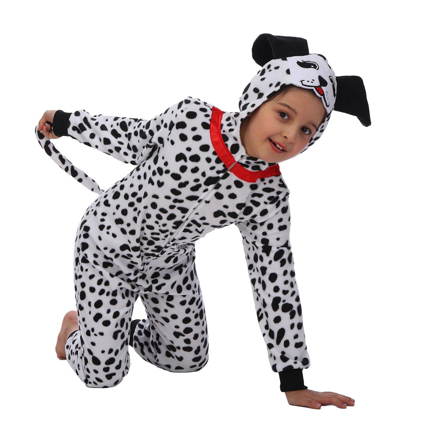 Sincere Party Dalmatians Kids Onesie Costume – Fleece Dalmatian Hoodie Jumpsuit (2XL/12-14)