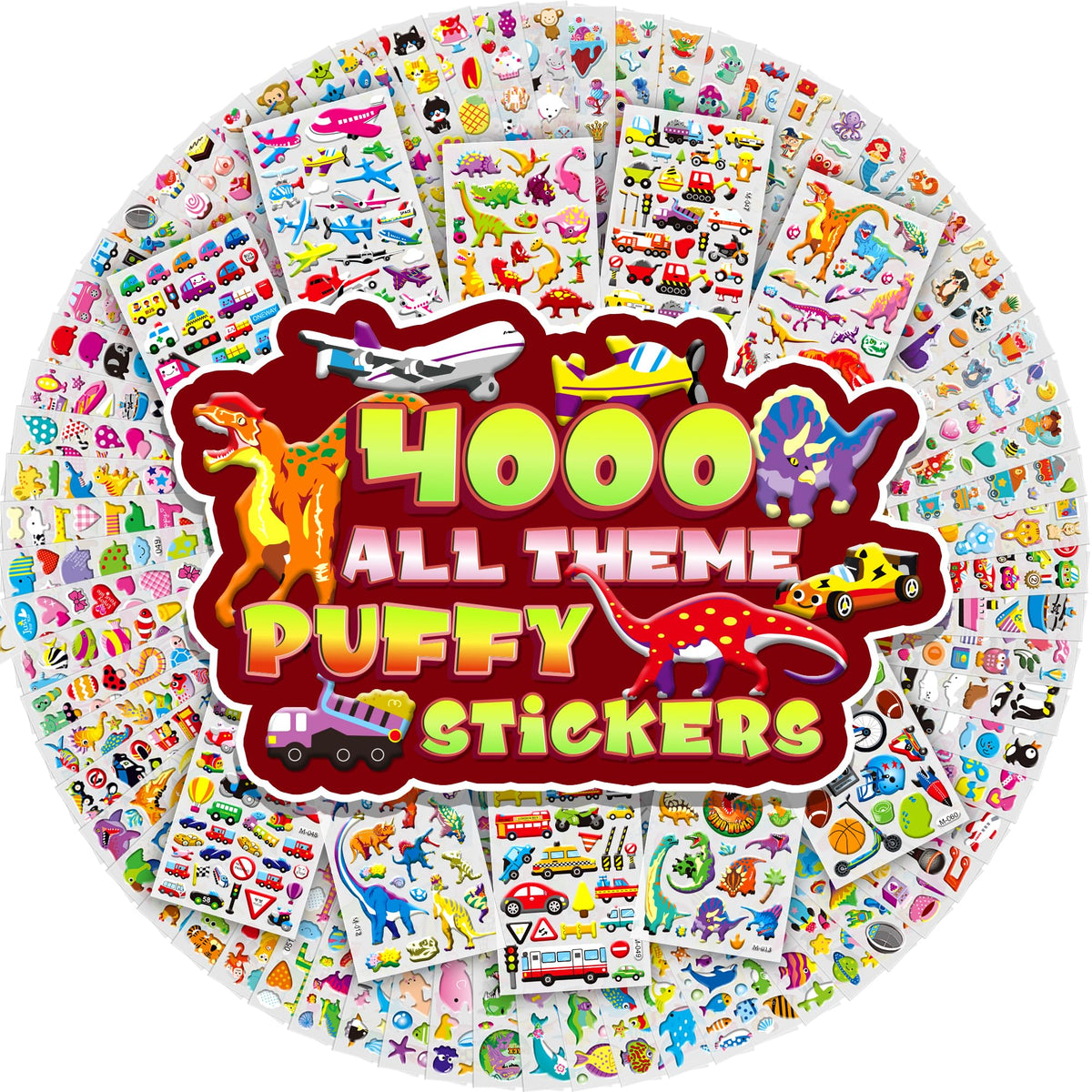 sinceroduct 3D Puffy Stickers: 80 Sheets, 4000+ Foam Stickers for Kids & Classroom